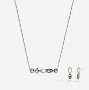 NEW COACH women's gemstone necklace & earring set in silver and clear
